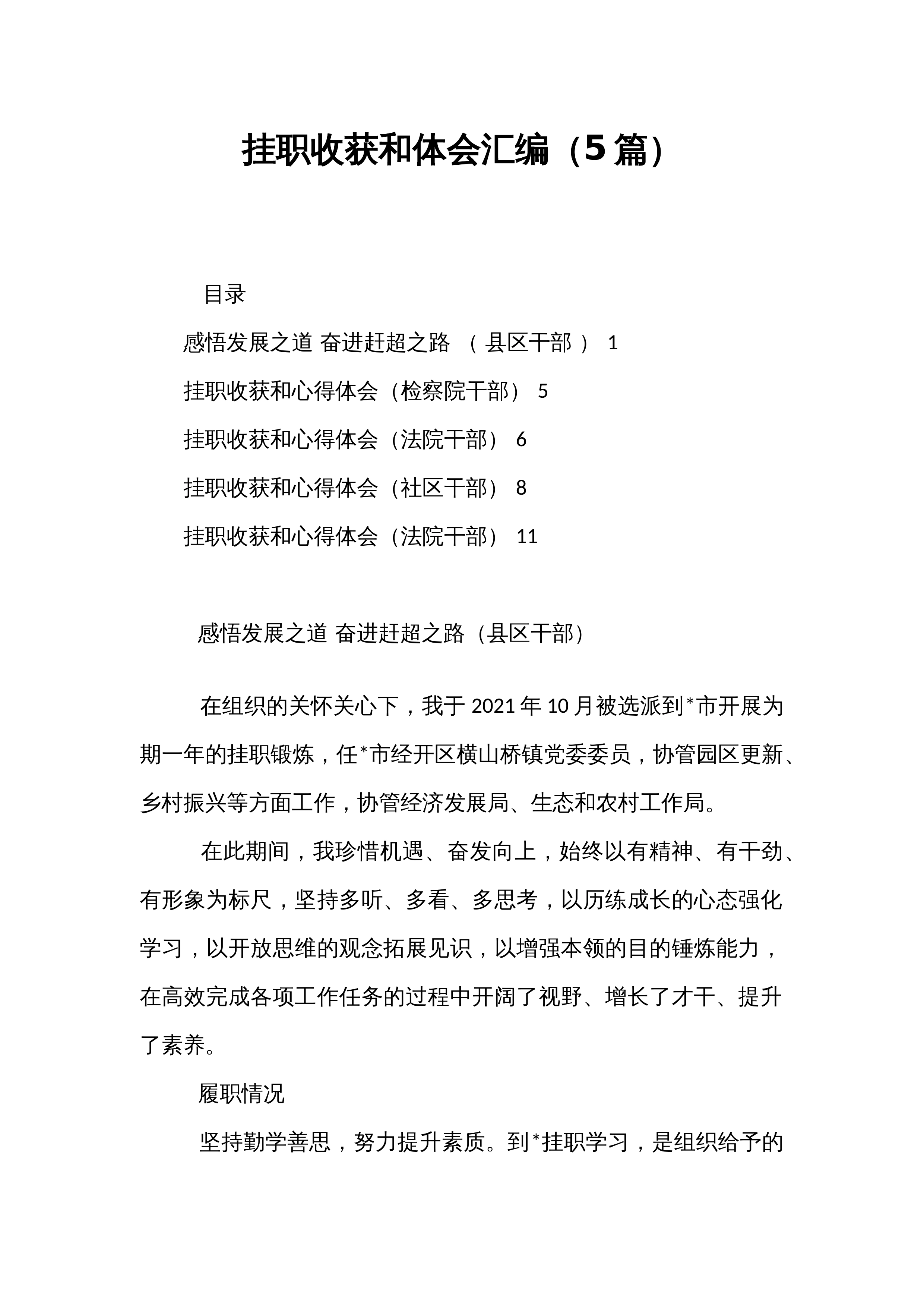 挂职收获和体会汇编（5篇）_第1页