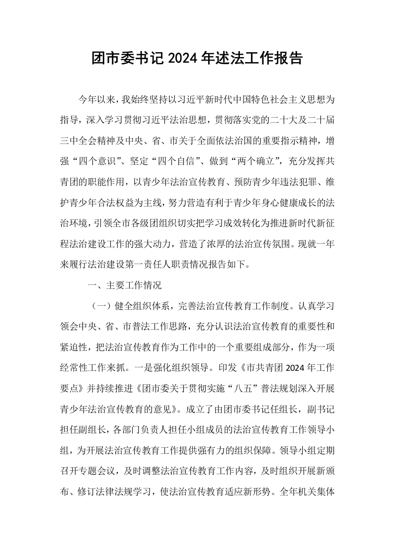 团市委书记2024年述法工作报告._第1页