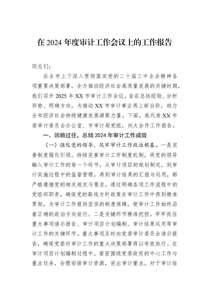 在2024年度审计工作会议上的工作报告 (1)_第1页