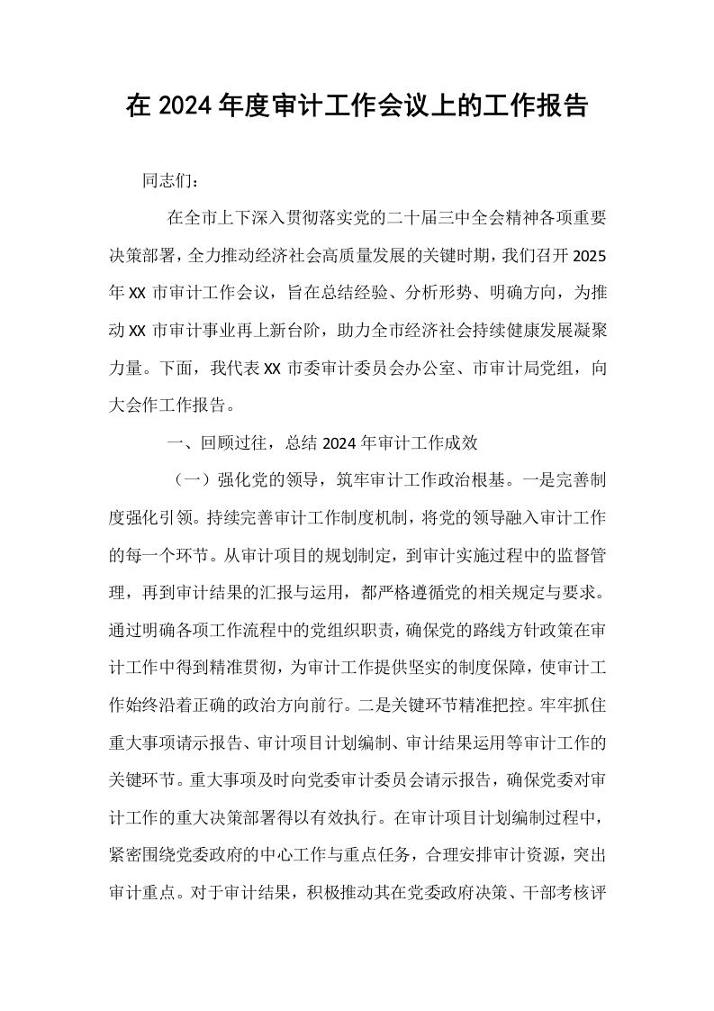 在2024年度审计工作会议上的工作报告_第1页