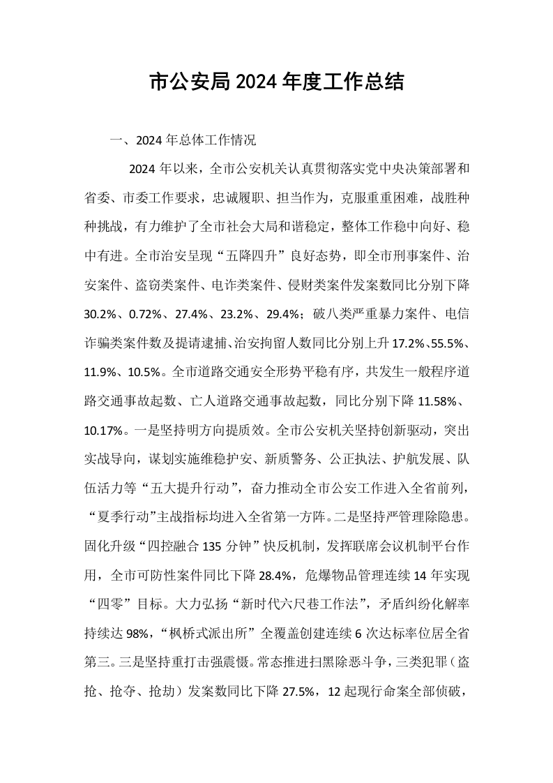 市公安局2024年度工作总结_第1页