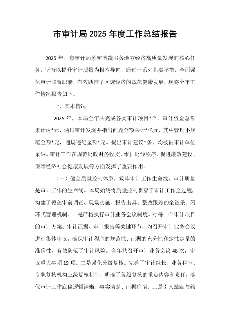 市审计局2025年度工作总结报告_第1页