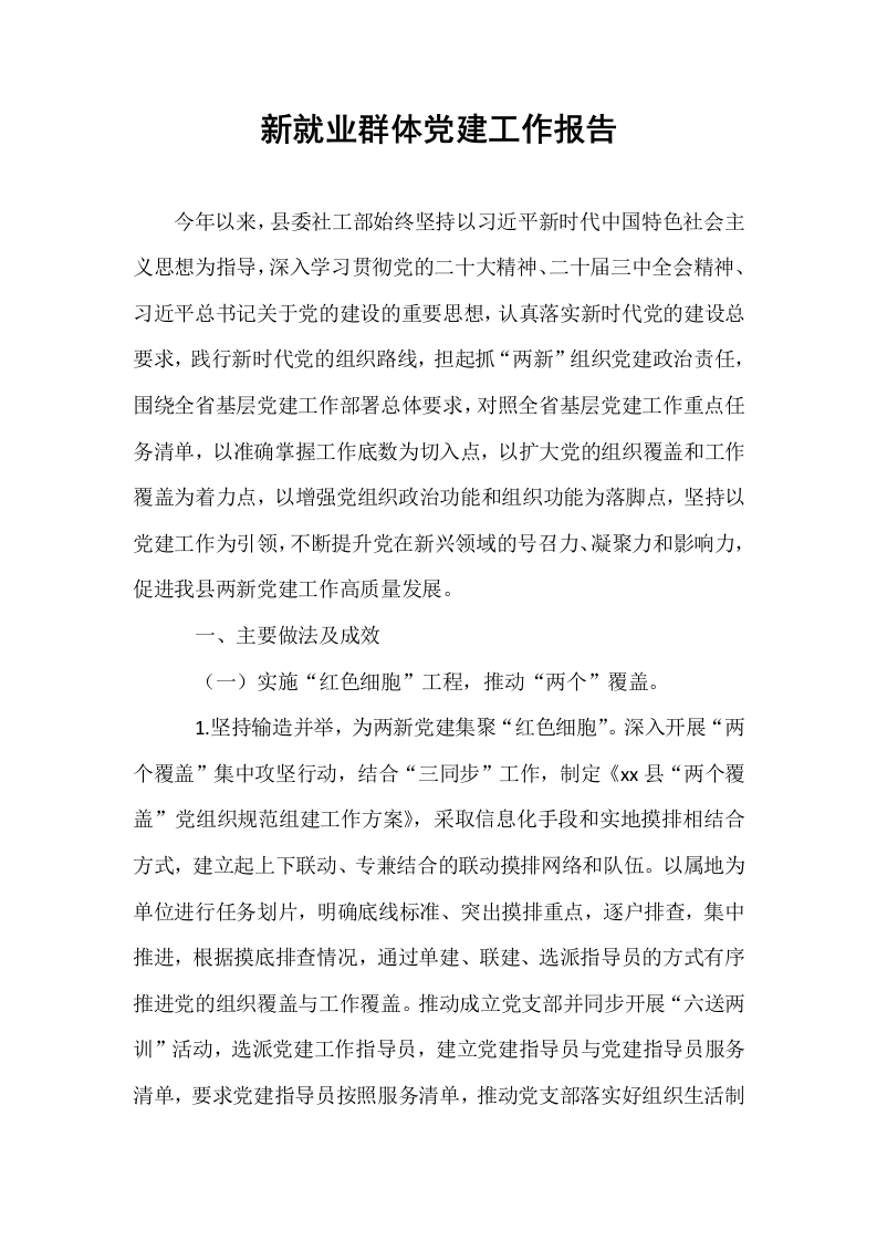 新就业群体党建工作报告_第1页