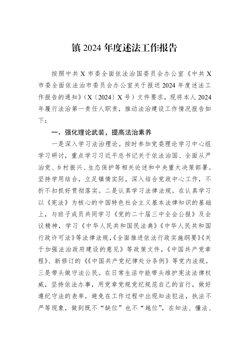 镇2024年度述法工作报告 (1)_第1页