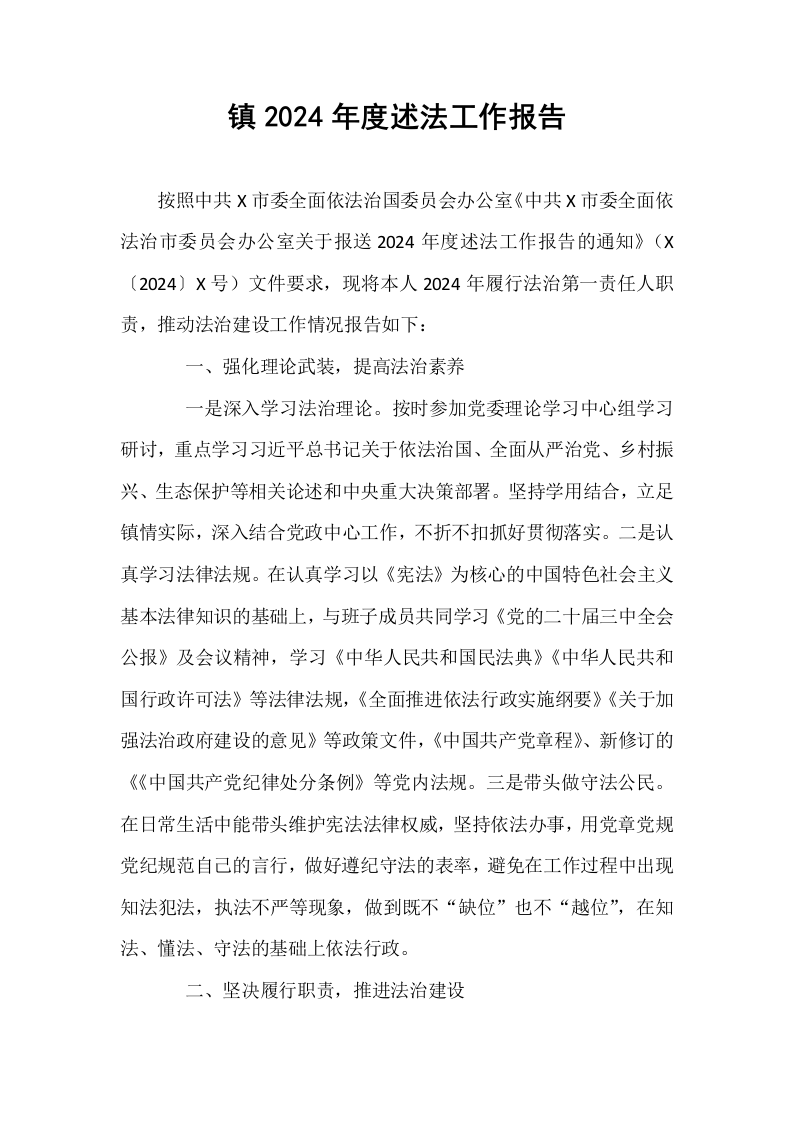 镇2024年度述法工作报告_第1页