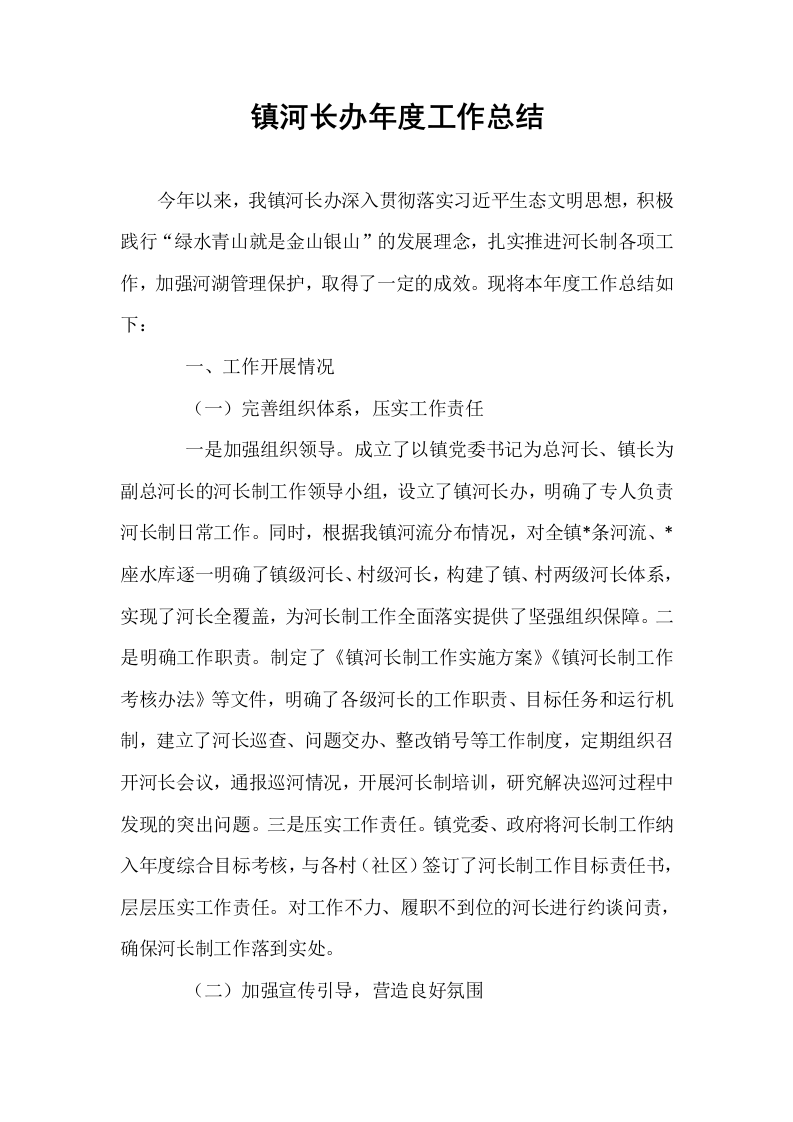 镇河长办年度工作总结_第1页
