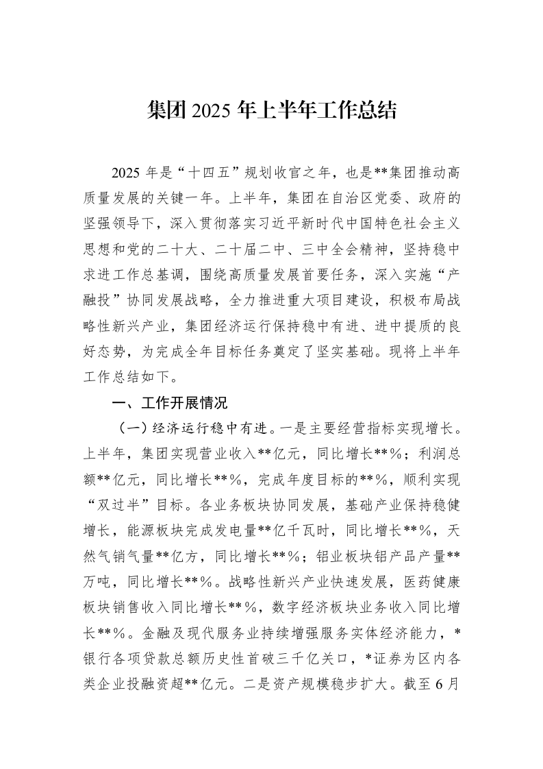 集团2025年上半年工作总结 (1)_第1页
