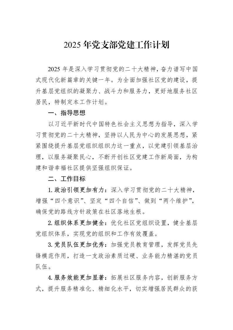 2025年党支部党建工作计划_第1页