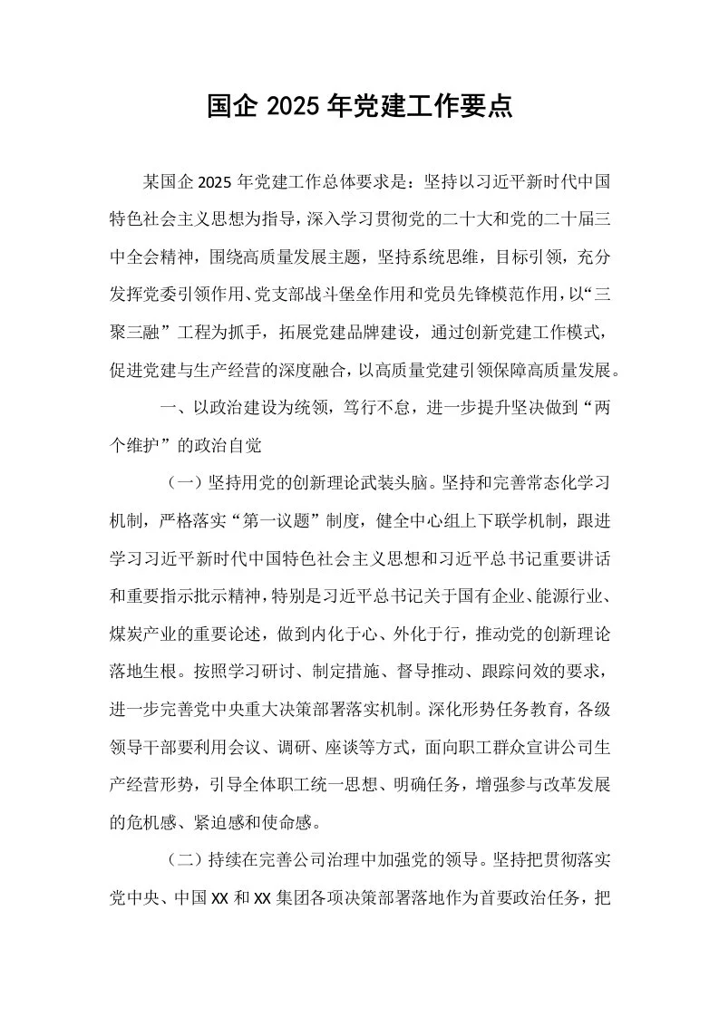 国企2025年党建工作要点_第1页