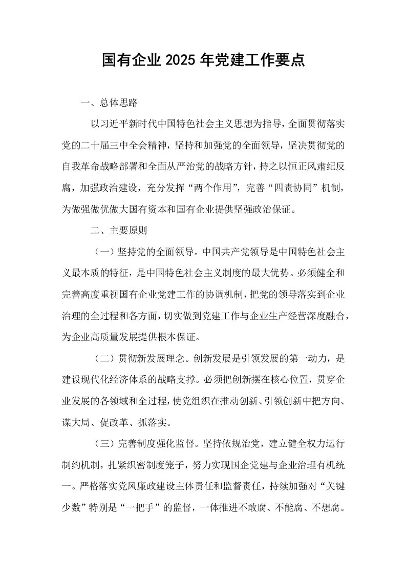 国有企业2025年党建工作要点._第1页