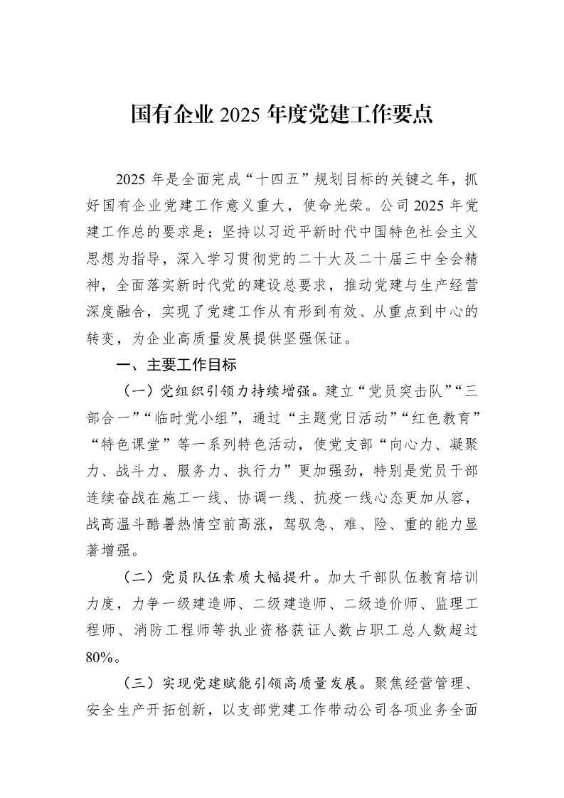 国有企业2025年度党建工作要点（3.12）_第1页