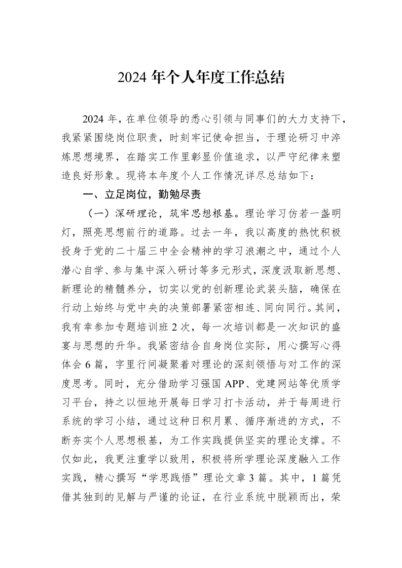 2024年个人年度工作总结_第1页