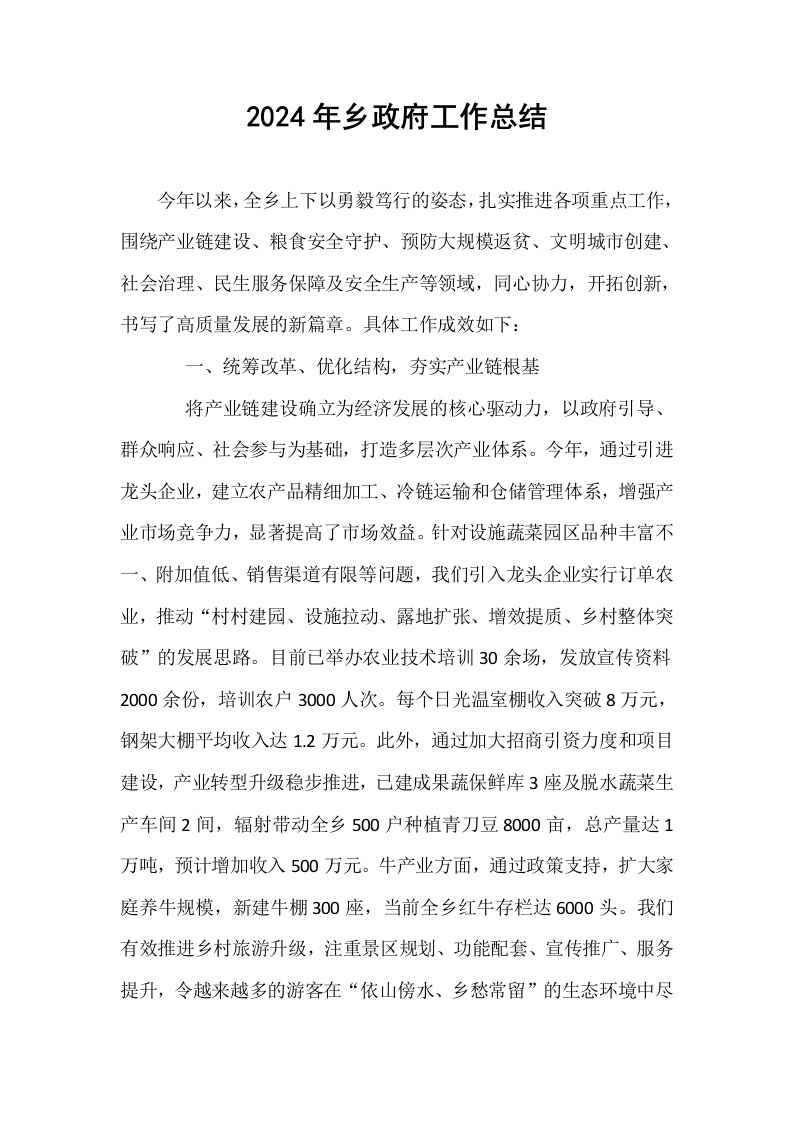 2024年乡政府工作总结_第1页