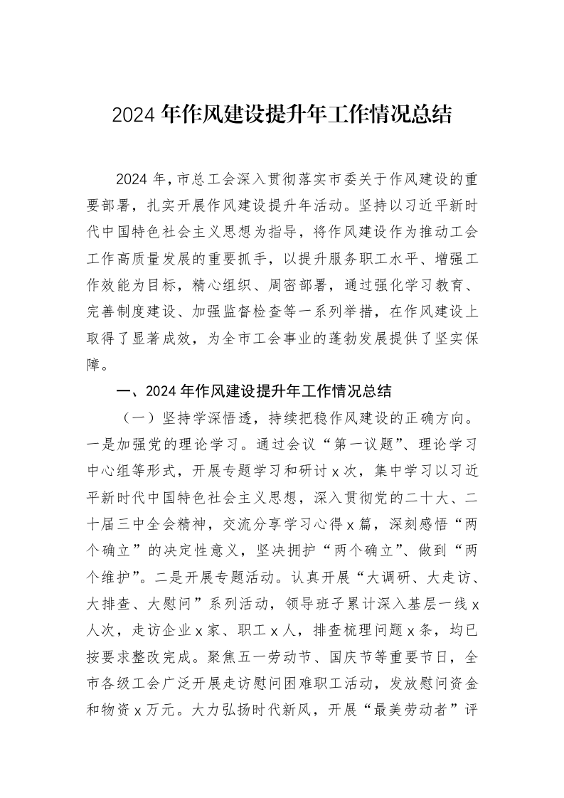 2024年作风建设提升年工作情况总结_第1页