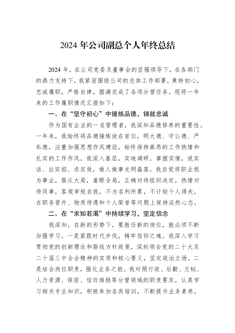 2024年公司副总个人年终总结_第1页
