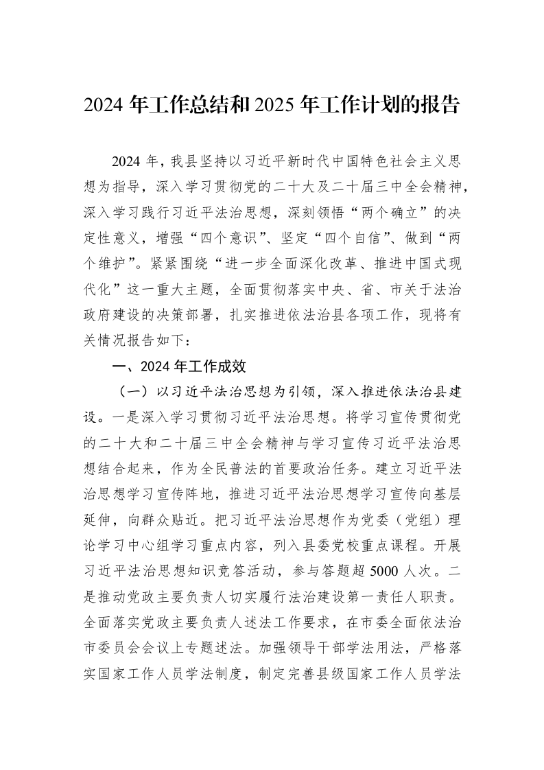 2024年工作总结和2025年工作计划的报告_第1页