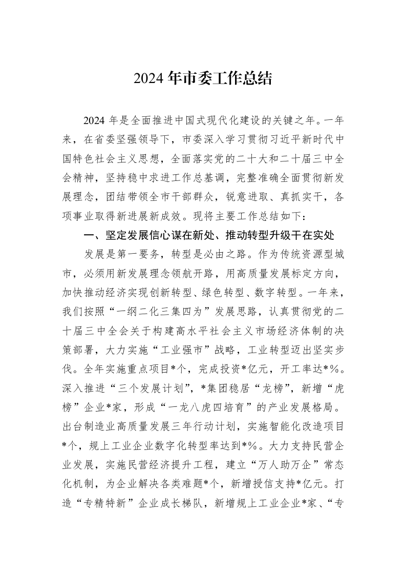 2024年市委工作总结_第1页