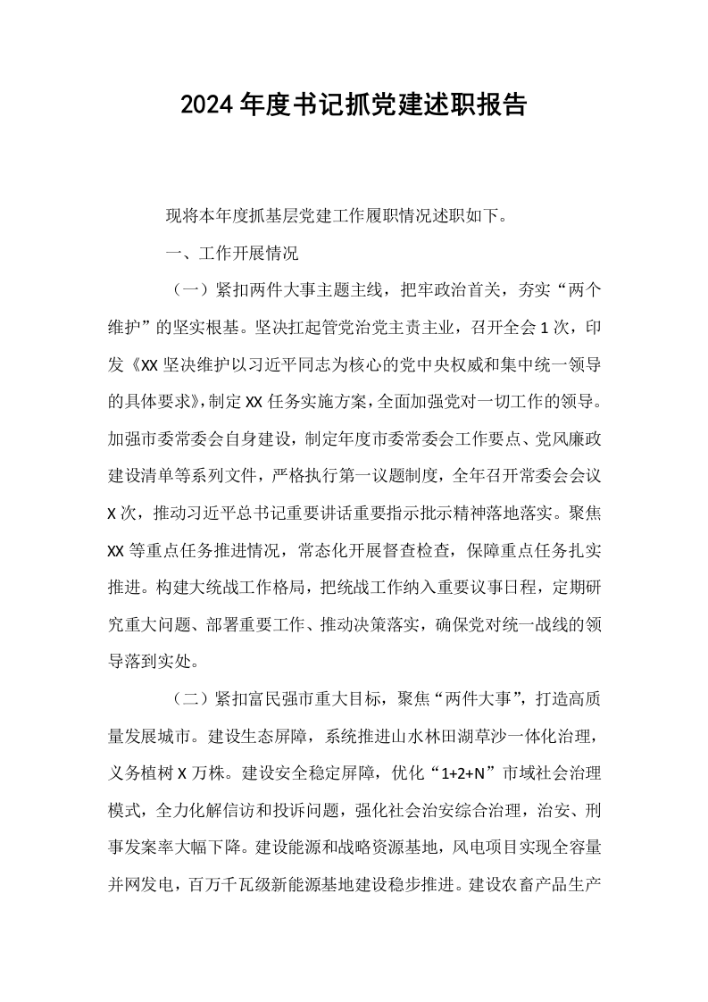 2024年度书记抓党建述职报告_第1页