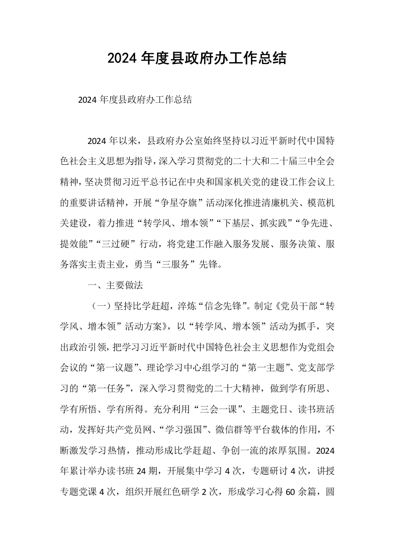 2024年度县政府办工作总结_第1页