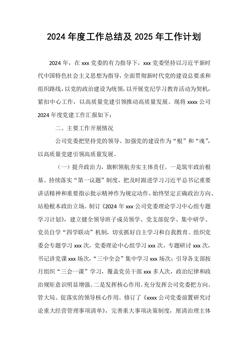 2024年度工作总结及2025年工作计划_第1页