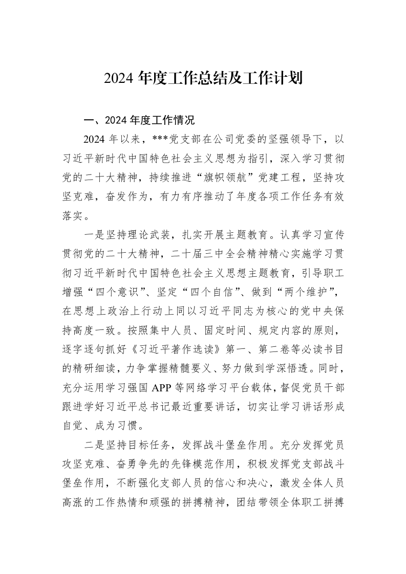 2024年度工作总结及工作计划_第1页