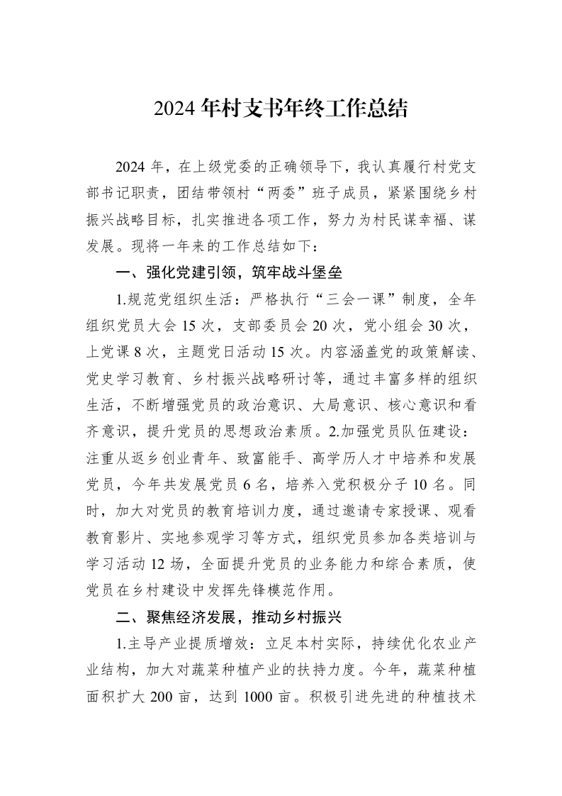 2024年村支书年终工作总结_第1页