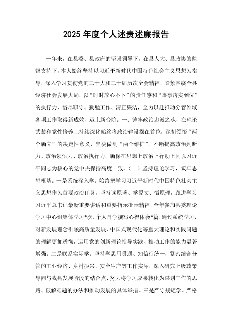 2025年度个人述责述廉报告_第1页