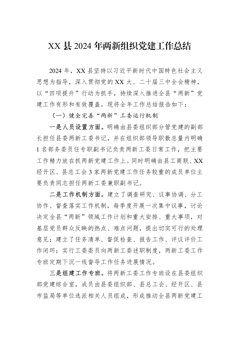 XX县2024年两新组织党建工作总结_第1页