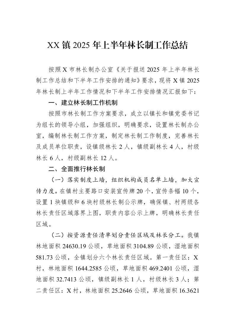 X镇2025年上半年林长制工作总结_第1页