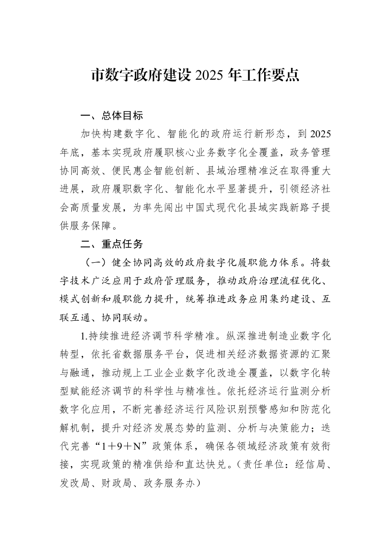 市数字政府建设2025年工作要点 (1)_第1页
