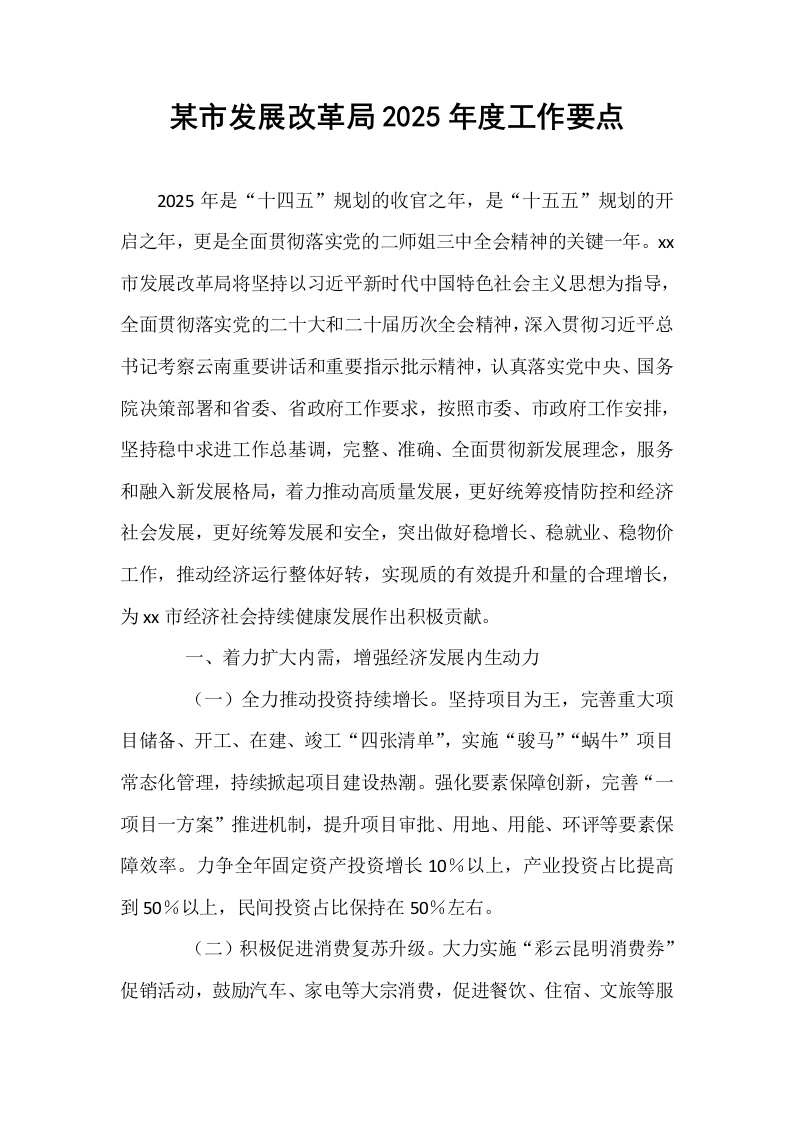 某市发展改革局2025年度工作要点_第1页
