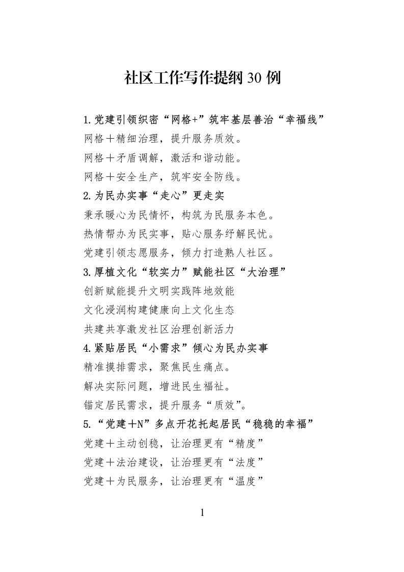 社区工作写作提纲30例_第1页