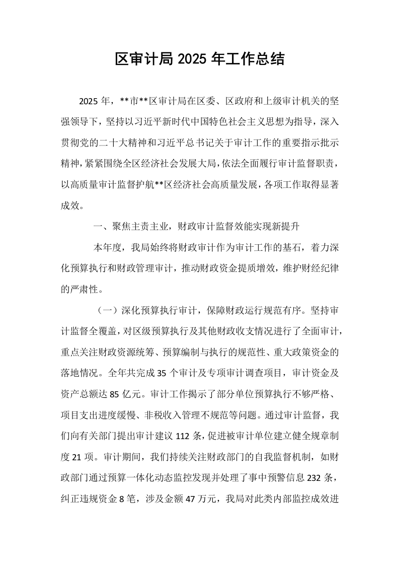 区审计局2025年工作总结_第1页