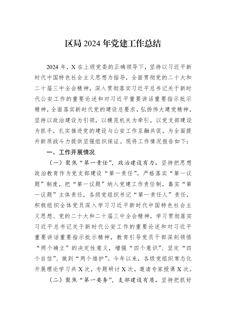 区局2024年党建工作总结_第1页